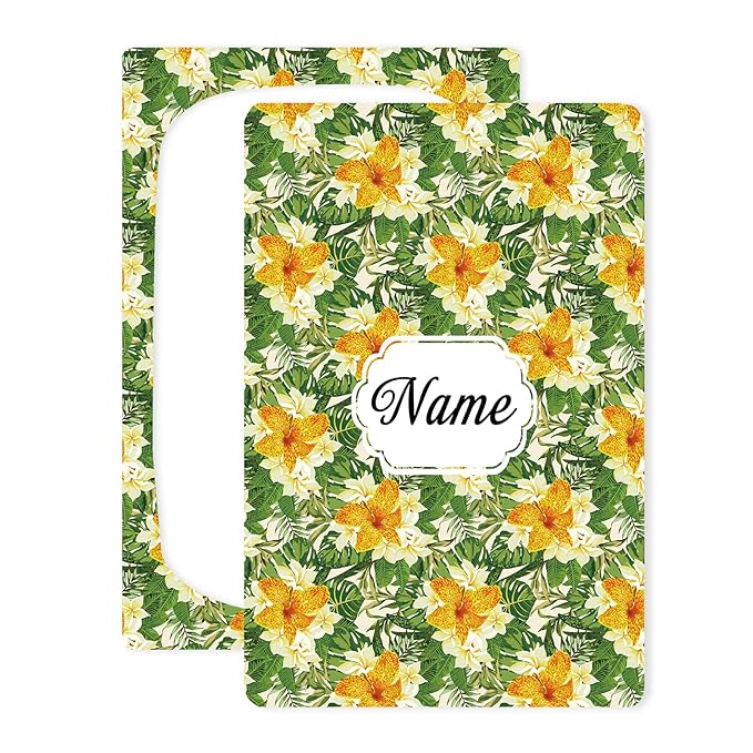 Personalized Baby Car Seat Covers with Name, Customized Carseat Cover for Babies, Infant Carrier Cover Stroller Canopy, Nursing Cover Breastfeeding Scarf for Newborn Boys Girls, Tropical Flower