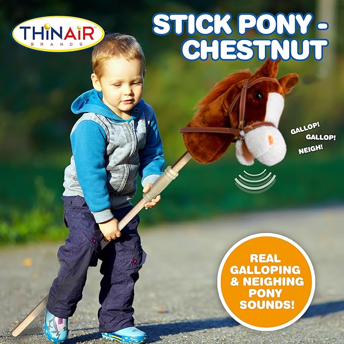 Nature Bound Horse Riding Stick | Handcrafted Plush Hobby Horse Sticks | Handsewn Head, Sturdy Wood Stick | Plus Neighing & Clip-Clop Sounds for Kids Toddlers Preschoolers | Chestnut Red Color