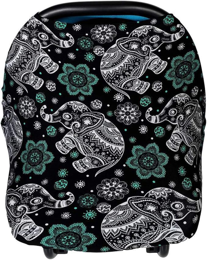 XNN Nursing Cover for Baby Breastfeeding - Car Seat Canopy,Shopping Cart, High Chair, Stroller - All-in-1 Soft Breathable Stretchy 95% Cotton Infinity Nursing Cover Up for Girls, Boys (Elephant)