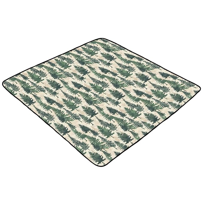 Baby Play Mat Pine Cypress Trees Green 50 x 50 Playpen Mat Baby Play Mats for Floor Play Gym Crawling Mat Non-Slip Cushioned Baby Playmat for Infants, Babies, Toddlers