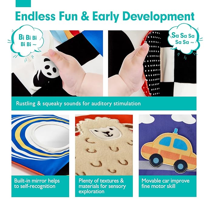hahaland Baby Sensory Book & Tummy Time Book