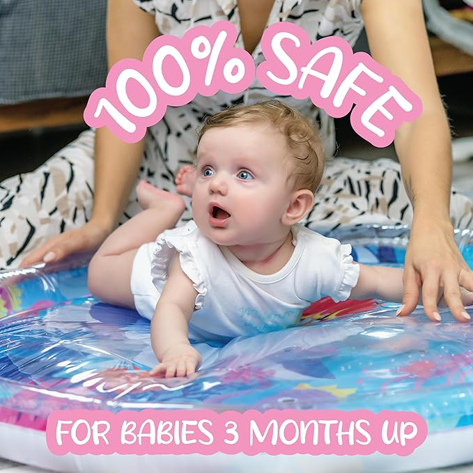 KooKooBaby Water Tummy Time Mat - Large Sensory Baby Water Mat for Tummy Time & Motor Development - Leak-Proof, Durable Play Mat for Babies 3 Months+ - Infant Water Play Mat for Baby Boys & Girls