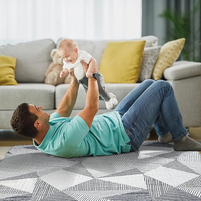 TANOSHII Baby Play Mat for 50"x50" Playpen, Machine Washable Kids Mat, Cotton,Foldable Crawling Mat for Floor,One-Piece Crawling Mat Non Slip Baby Mat for Floor,Portable Travel Large Play Mats