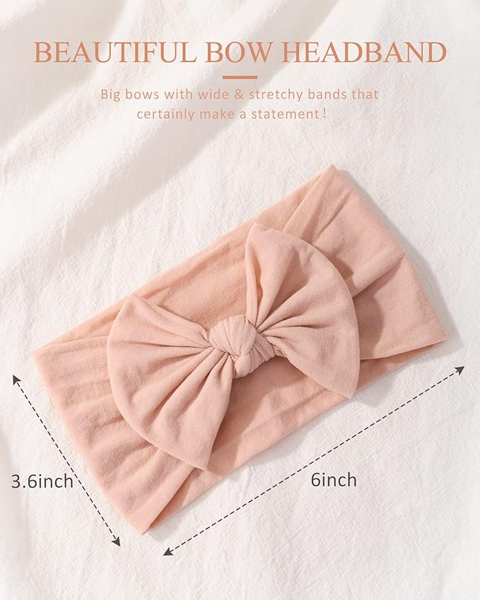 jollybows 12pcs Baby Nylon Headbands With Bow Elastic Hairband For Girls Newborn Infant Toddlers Kids Hair Accessories