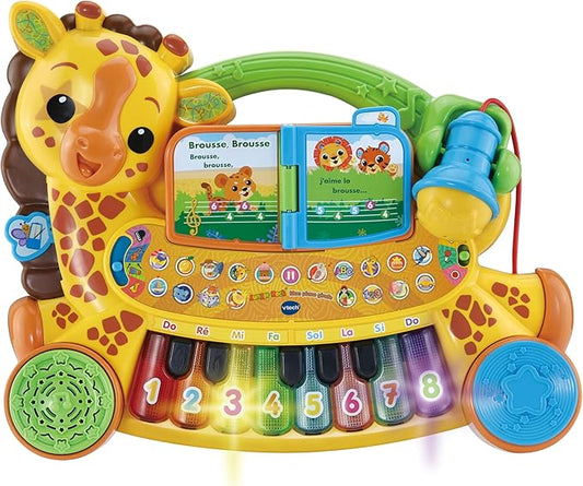 VTech - My Giraffe Jungle Rock Piano, Baby Musical Instrument, Talking and Interactive Children's Piano Keyboard with Karaoke Microphone, Gift for Children from 18 Months