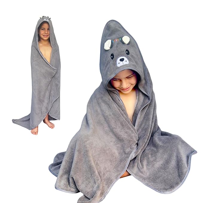 Ioly's Hooded Baby Bath Towels for Newborn Essentials 41" x 41" (Large) Kid Towel with Hood for Babies Toddler Infant Baby Towels with Hood Cosas para Bebes recien nacidos Baby Bath Items (Grey)