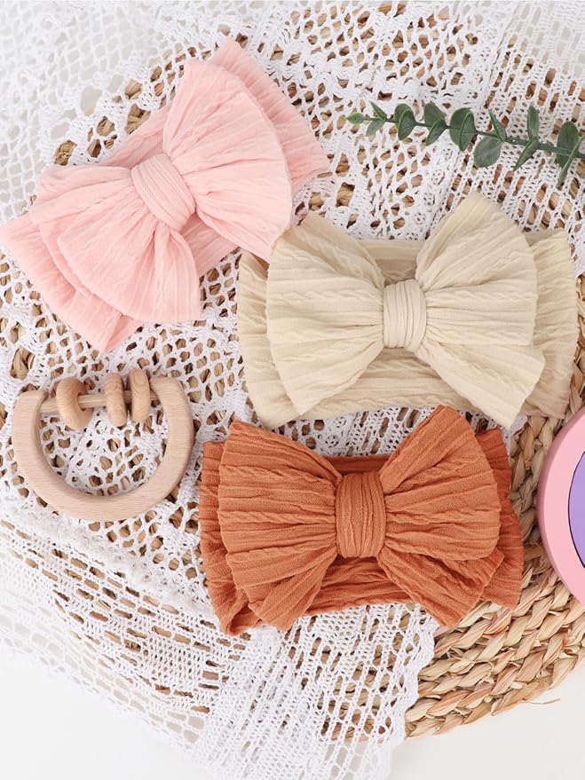 AQOKKA Baby Bows Headbands Nylon Baby Girl Headbands Soft Handmade Hairbands Toddler Hair Accessories for Girls Baby Newborn Infant Kids