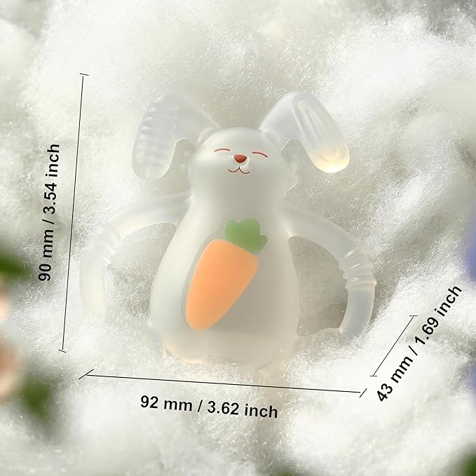 Smily Mia Baby Teething Toys |Sunny Bunny Easter Teether for3-6Months, Chew Toys |Baby Montessori Sensory Toys for 4,5,6Months, Teethers for Teething Relief, Easter Basket Stuffers & Essentials(White)