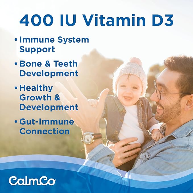 CalmCo Probiotic Vitamin D Drops - Supports Infant & Child Gut Health, Helps Reduce Gas, Colic & Fussiness, Baby Probiotic Drops with Vitamin D3, Pediatrician Recommended, Unflavored, 15ml (Pack of 1)