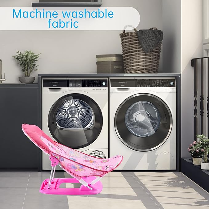 Foldable Baby Bather - Baby Bath Support with 3 Adjustable Positions for Newborns 0-12 Months (Pink-02)