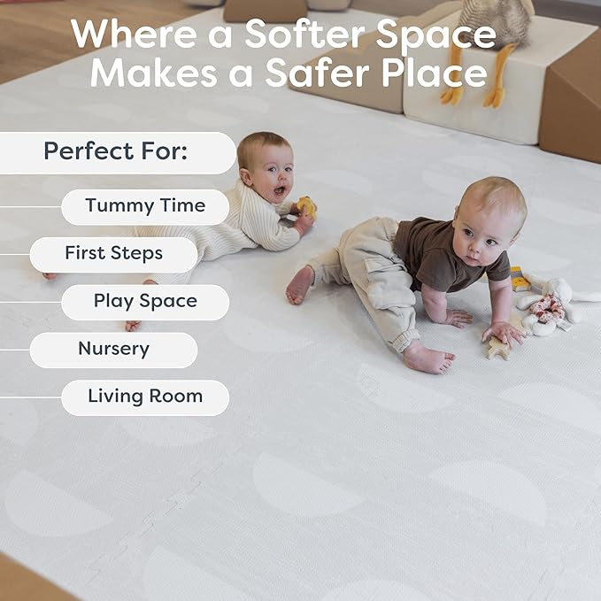 Little Landings Baby Play Mat for Floor - Aura Pearl (4x6ft) - Premium EVA Foam Play Mat for Babies & Toddlers (Ages 0-5+) Non-Toxic Playmat for Tummy Time, Crawling & Playroom - Stylish & Comfortable