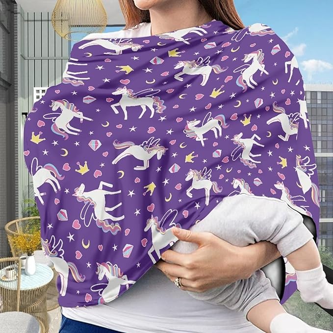 AFPANQZ Horse Breastfeeding Nursing Cover Baby Carseat Canopy for Babies Infant Newborn Stroller Cover Breastfeeding Scarf for Stroller High Chair Shopping Cart Cover