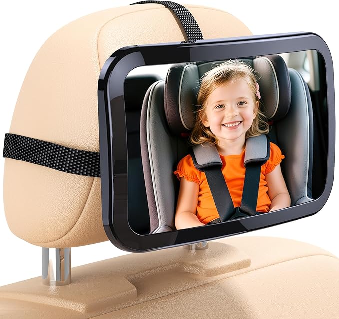 Baby Car Mirror, Safety Car Seat Mirror for Rear Facing Infant, Clear Wide View, Shatterproof, 360° Rotation, Crash Tested and Certified for Safety