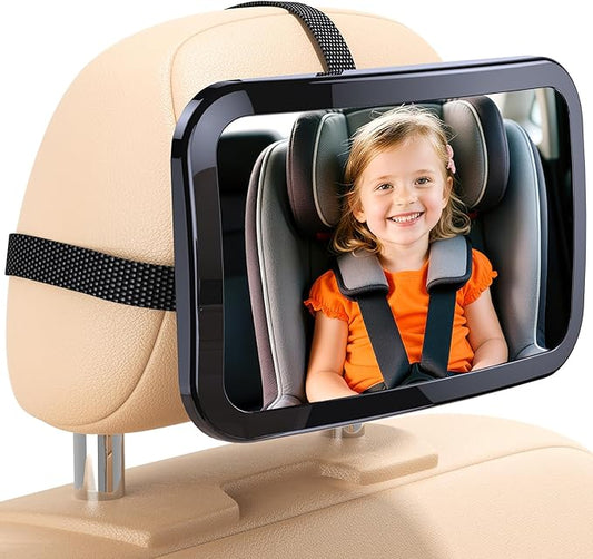 Baby Car Mirror, Safety Car Seat Mirror for Rear Facing Infant, Clear Wide View, Shatterproof, 360° Rotation, Crash Tested and Certified for Safety