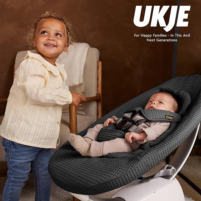 Ukje Swing Insert Rocker Cover Compatible with 4moms mamaRoo 5 Rockaroo Swing, Swing Accessories with Reversible Design, Easy to Install, Handmade in Europe - Black