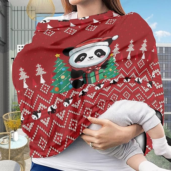 AFPANQZ Christmas Panda Breastfeeding Nursing Cover Baby Carseat Canopy for Babies Infant Newborn Stroller Cover Breastfeeding Scarf