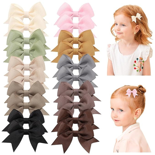 yoyokid 20PCS 2 Inch Baby Hair Bows for Girls, Mini Grosgrain Ribbon Alligator Clips for Infants Toddlers in Pairs, 10 Colors A