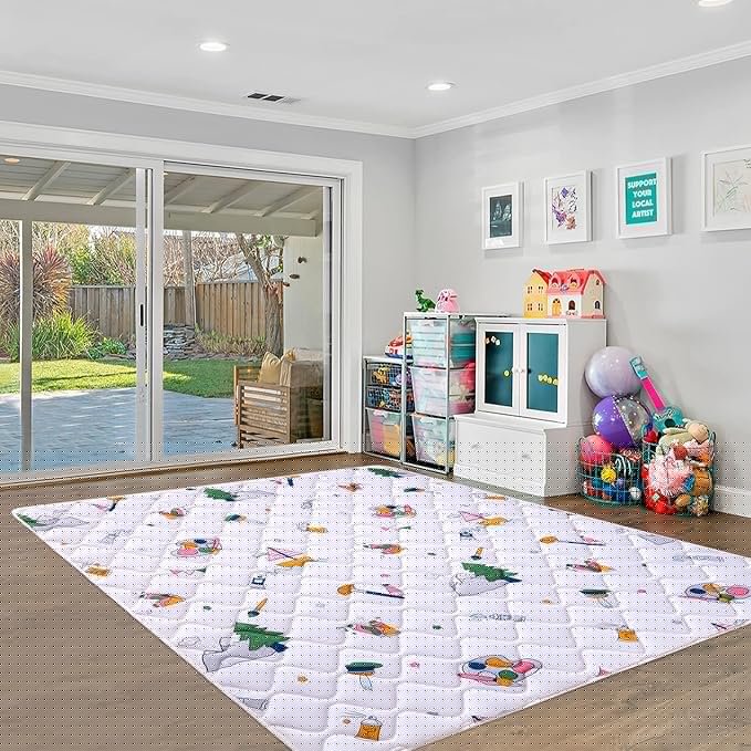 Baby Play Mat - 79" X 71",Premium Thicker Foam One-Piece Machine Washable, Extra Large Anti-Slip Soft Cushioning Foam Playmats for Babies and Toddlers, Foldable Baby Crawling Mat for Playpen