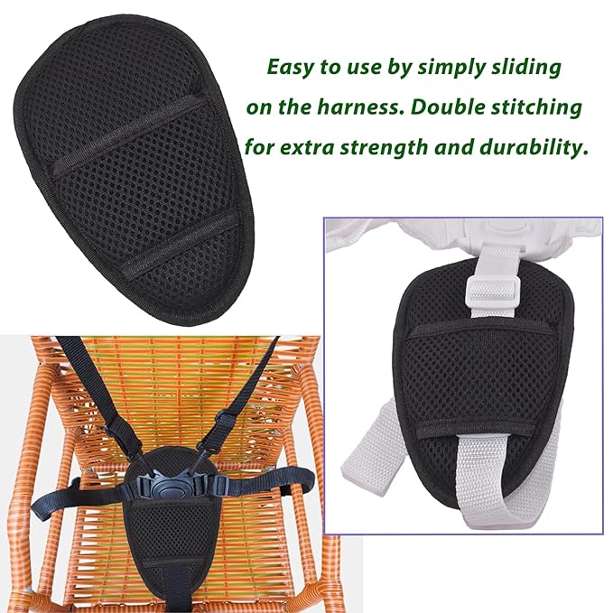 Seat Straps Crotch Cushion,Stroller Crotch Pads Universal Cushion Crotch Pads for Pushchair High Chair,Comfort Cushion Seat Strap Covers(Black)