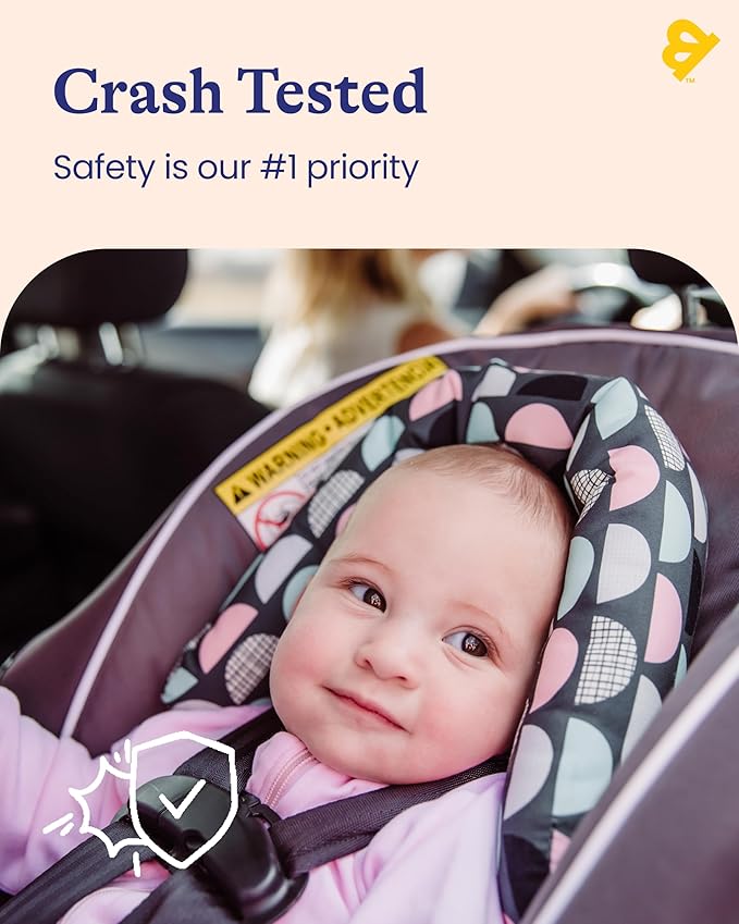 Travel Bug Baby & Toddler 2-in-1 Head Support Duo Head Support for Car Seats, Strollers & Bouncers (Grey/Teal/Pink), 8x2.75x10 Inch (Pack of 1)