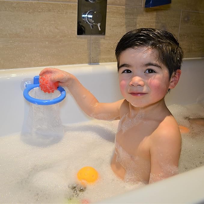 Buddy & Barney Bath Basketball Hoop for Kids | Bath Time Hoop and Balls Set | Bathtub Basketball Hoop for Toddlers | Set of 3 Soft Balls and Basketball Hoop with Strong Suction Cups for Shower Fun