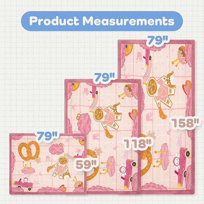 1.5" Thick Educational Extra Large Baby Floor Play Mat 79x158, Flannel Padded Memory Foam Kids Mat, Non-Slip Plush Playmat for Nursery Playroom Classroom (Gingerbread man)