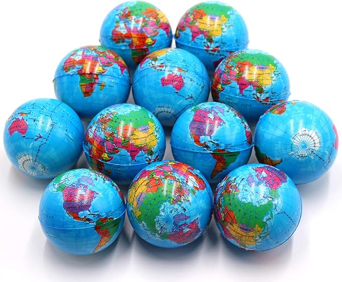 12 Pcs Stress Relief Toys Stress Balls for Adult Stress Relief Squeeze Fun Fidget Toys Animal Balls Cute for Birthday Party Office Christmas Stocking Stuffer Gift ADHD Autism Anxiety(Earth)