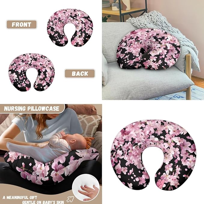 Axolotl Baby Carseat Canopy Stretchy Carrier Covers for Stroller/Shopping Cart Nursing Pillow Cover for Baby Boy Girl Newborn 2PCS Cherry Blossom