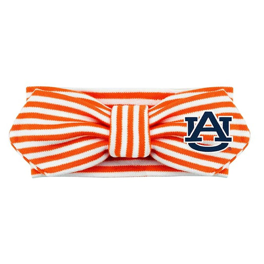 Creative Knitwear Auburn Tigers Infant Girls Orange/White Striped Hair Knot Headband Embroidered Logo - Size Newborn - 4T