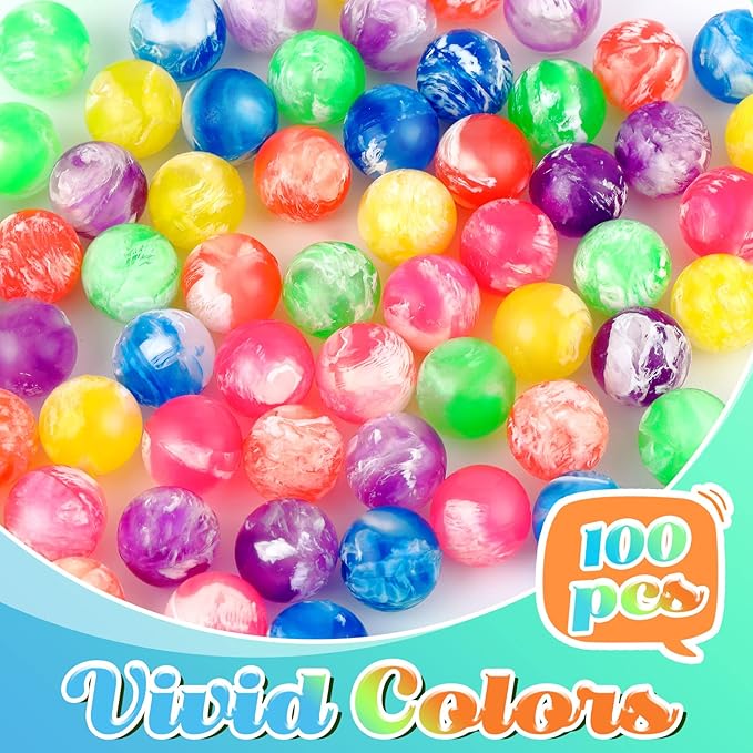 Sumind 100 Pcs Kids Small Bouncy Balls in Bulk Rubber High Bouncing Balls for Baby Toddler Birthday Party Favors Gift Game Prizes Vending Machines Fillers Outdoor Activities (1.18 Inch)