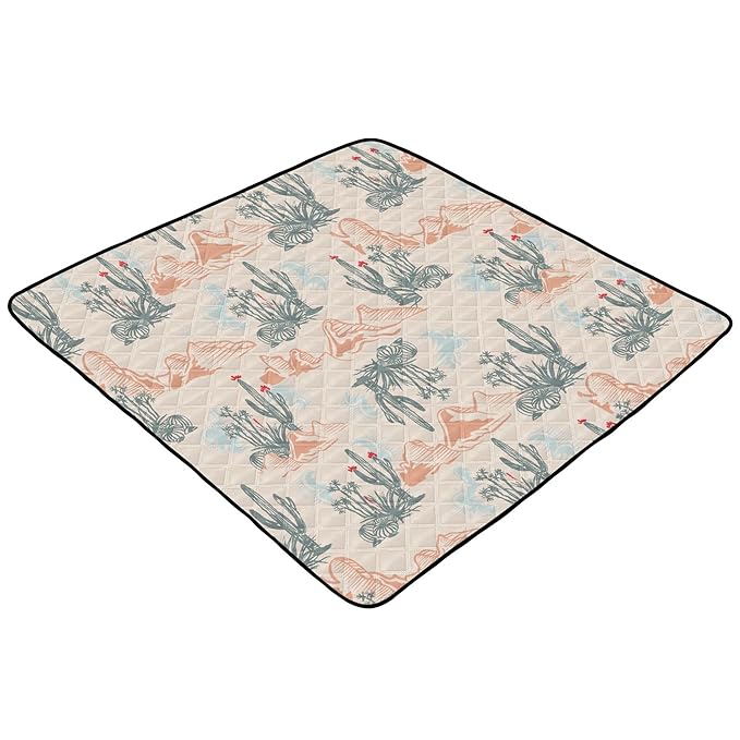 Western Desert Cactus Baby Play Mat Infant Foldable Playmat Crawling Mat 50x50 Playpen Mat