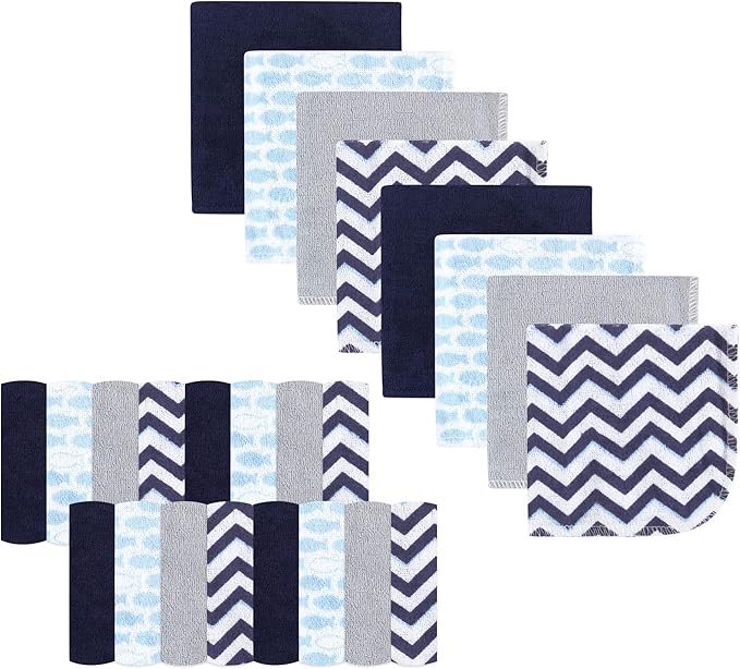 Luvable Friends Unisex Baby Super Soft Bundle Washcloths, Fish, One Size