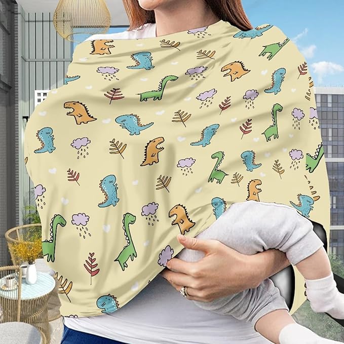 Cute Dragon Multi-Purpose Baby Car Seat Cover Dust Cover Breathable Sun-Proof Infant Stroller Cover Privacy Protection Soft Multifunctional Breastfeeding Shawl