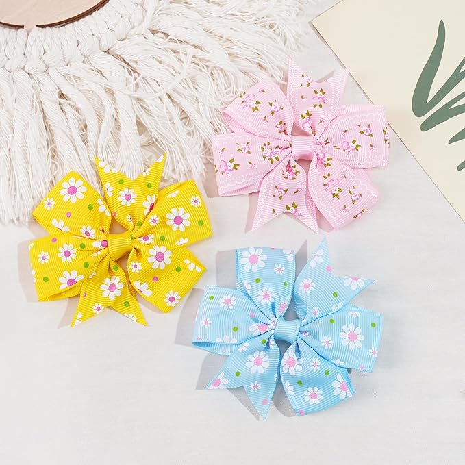 CÉLLOT 40Pcs 3 Inch Boutique Grosgrain Ribbon Pinwheel Hair Bows Alligator Clips For Girls Toddlers Accessories Teens Gifts In Pairs