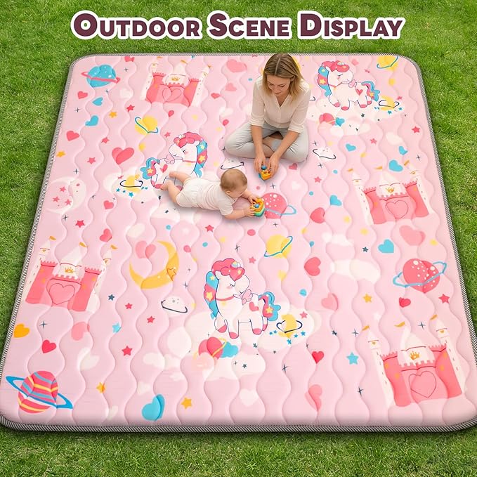 Wirhao Baby Play Mat for Floor, 71'' x 59'' Thicken Foam Soft Padded Mat for Baby, Playpen Mat for Toddlers Infant Kids, Machine Washable, Non-Slip Bottom Safe for Crawling (Pink)