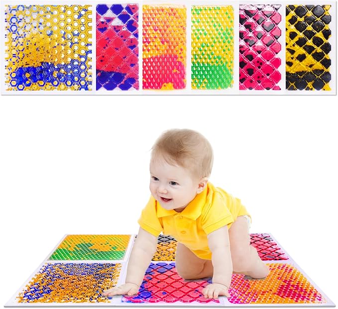 Sensory Liquid Play Mats : 6-Tile Color-Changing Exercise Floor Mats for Children(6PYXM1)