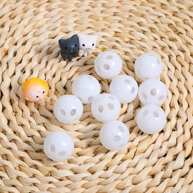 10PCS Rattle Ball Inserts 24mm Plush Crafts Doll Noise Maker Insert Rattle Box Repair Stuffed Balls for Animal Puppy Doll Pet(White)
