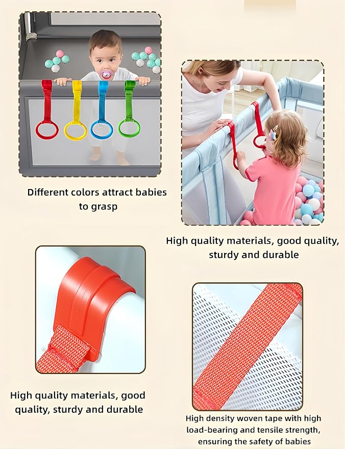 4 Pcs Baby Playpen Pull Up Rings, Baby Walking Exercises Assistant Rings, Bed Stand Up Rings for Infant Toddler