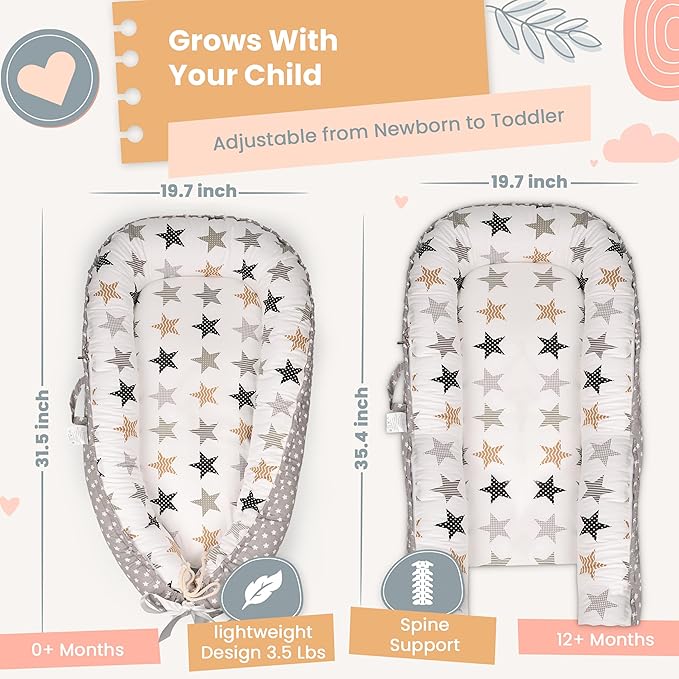 Baby Lounger - Breathable & Soft Baby Lounger for Newborn 0-24 Months, Soft Portable Baby Lounger Pillow, Newborn Babies Essentials, Snuggle Lounger Me