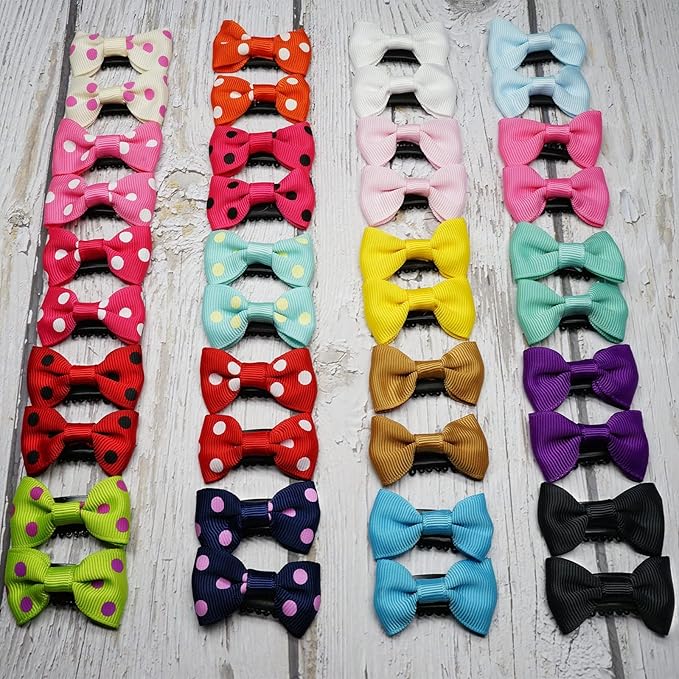40PCS Baby Girls Fine Hair Clips 1.75Inch Grosgrain Ribbon Hair Bows Snap Hair Clips Barrettes Handmade Hair Accessories For Girls Newborns Infants Toddlers