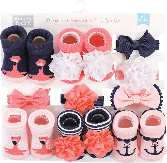 Hudson Baby Girl's Headband and Socks Giftset