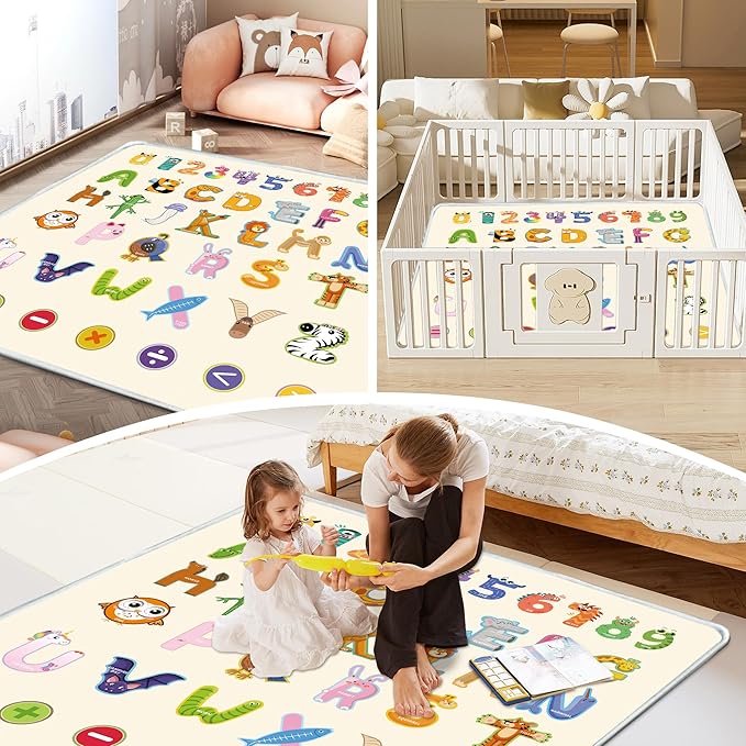 Baby Play Mat, 1-Inch Thick Foam 47" X 47" Playpen Mat,Waterproof & Non - Slip Playmat for Baby Play on Floor, Wipe - Clean, Ideal for Infants, Toddlers & Kids' Crawling and Tummy Time(Animal)