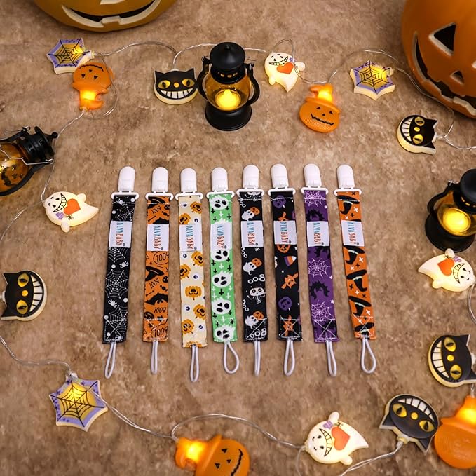 ALVABABY Christmas Pacifier Clips 8 Pack Binky Paci Holder Leashes Teethers 8DBP05-DA
