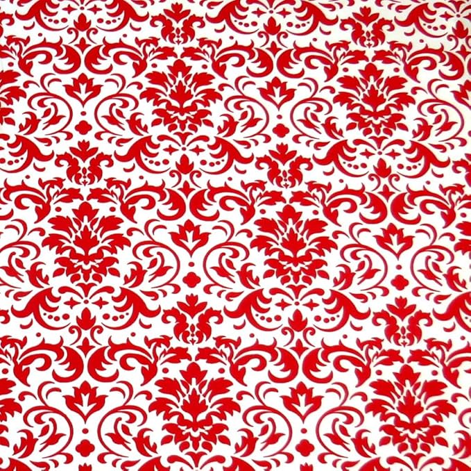 SheetWorld Baby Fitted Square Play Yard Sheet Fits Joovy 38 x 38 inches, 100% Cotton Woven Sheet, Unisex Boy Girl, Red Damask, Made in USA
