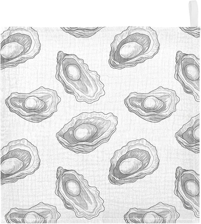 vvfelixl Hand-Drawn Pearl Oyster Baby Burp Cloths Baby Muslin Washcloths for Boys Girls Cotton Babys Face Towel for Newborn Soft 11.8 X 11.8 in, 5 Pack
