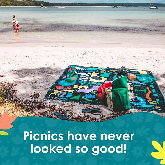 Rudie Nudie Jumbo Picnic Rug, Large Picnic Mat, 6'7" x 6'7", Outdoor Waterproof Picnic Blanket Beach Mat, Foldable & Waterproof, Picnic Blankets Ideal for Beach & Park, Outdoor Blanket, Rock Candy