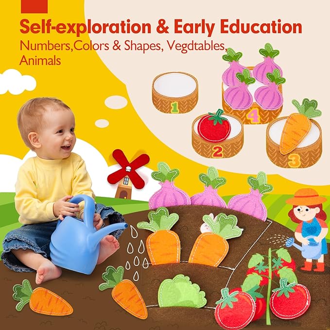 hahaland Busy Book for Toddlers 1-3 - Farm Animals Quiet Busy Board for 1 Year Old, Montessori Toys for 1 Year Old Boy Girl Gifts, Educational First Activity Books Felt Learning Board Baby Travel Toys