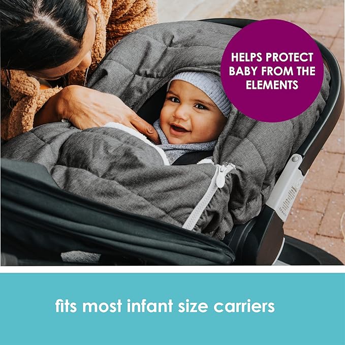 JJ Cole Baby Car Seat Cover, Blanket-Style Baby Stroller & Baby Carrier Cover, Heather Gray