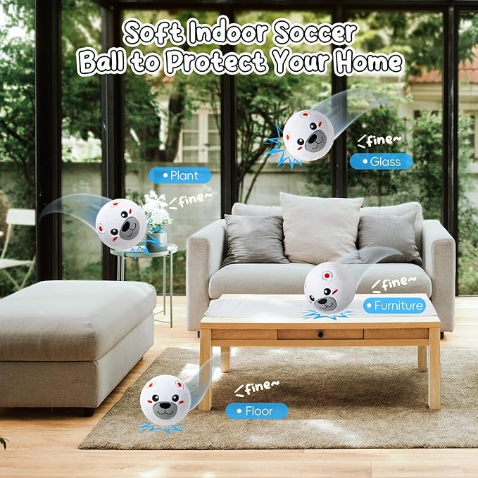 VangeBow Silent Indoor Soccer Balls for Toddlers 1-3, Inflatable Soft Plush Baby Toddler Soccer Ball Toys Gifts for 1 2 3 4 5 Year Old Boy Girl First Birthday Gift (Polar Bear, Pump Include)