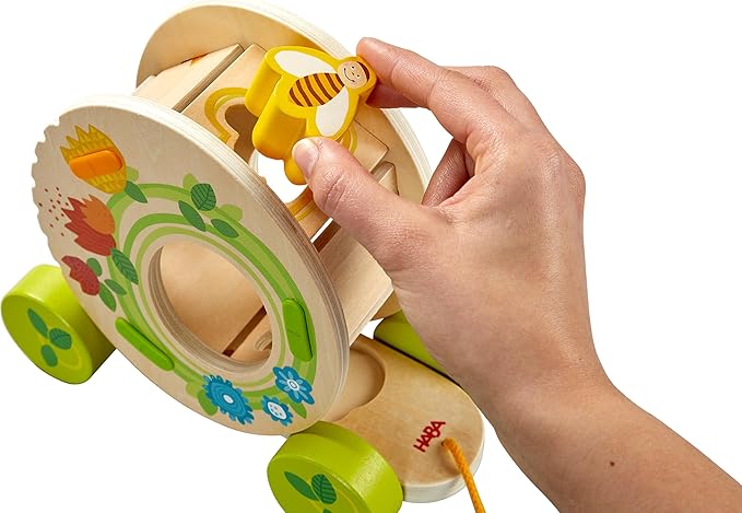 HABA Flower Meadow Pull Wooden Toy Pull Along Toy for Children from 1 Year